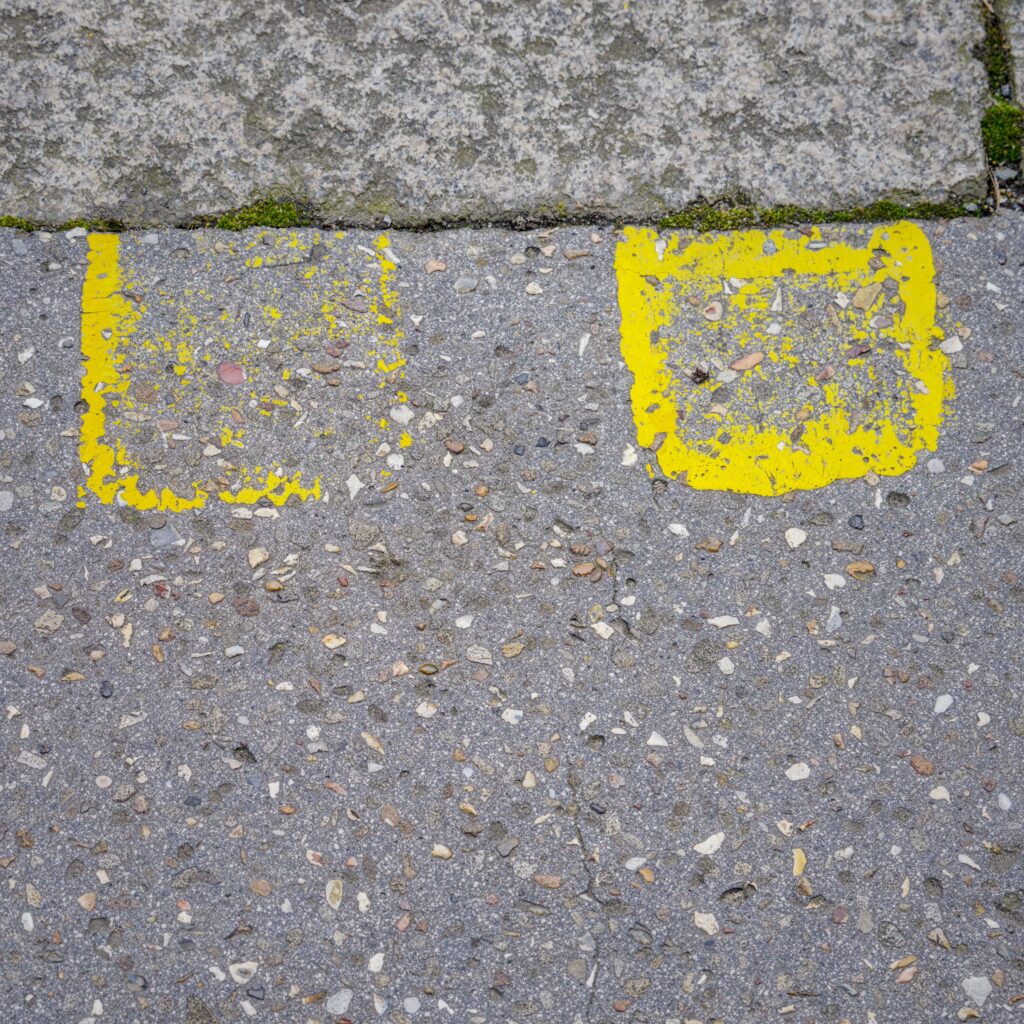 Yellow paint on road
